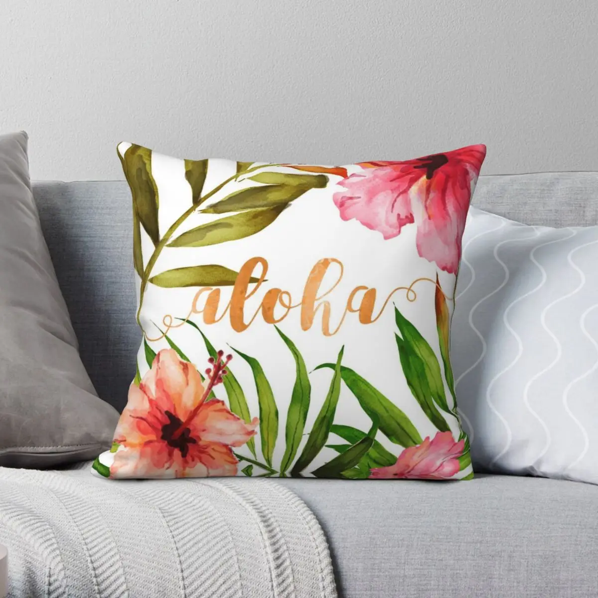 

Aloha тропическая, гавайская, Цветочная, квадратная наволочка, полиэстер, лен, бархат, креативная декоративная подушка