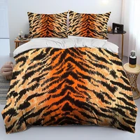 3D Tiger Print Stripe Pattern Beast Comforter Bedding Set,Duvet Cover Bed Set Quilt Cover Pillowcase,King Queen Size Bedding Set 1