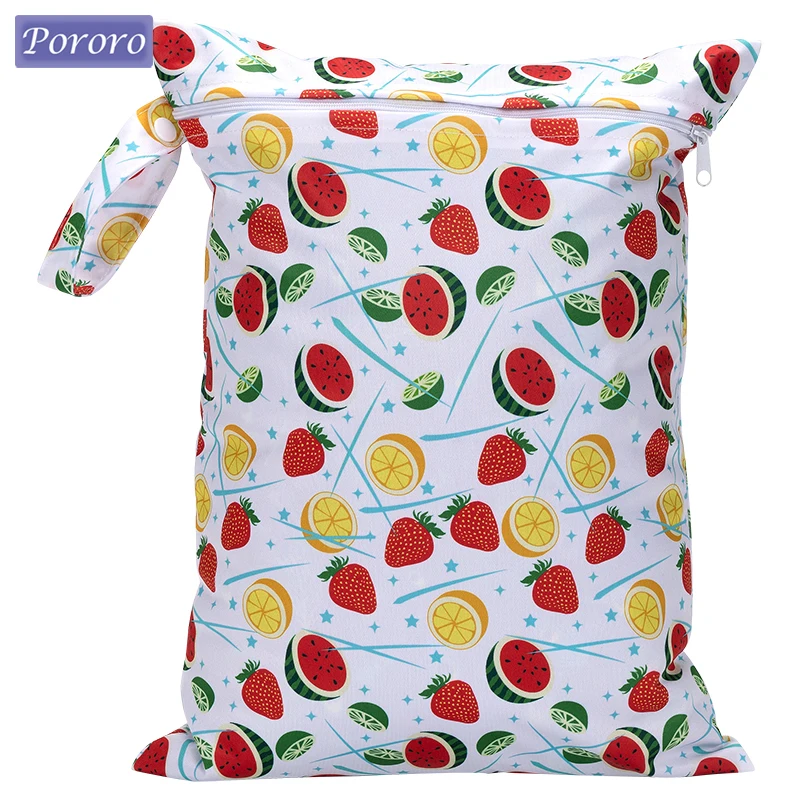 Diaper Bag 30*40CM Multi-function Reusable Waterproof Fashion Prints Wet Dry Diaper Bag Single Pocket Cloth Handle Wetbags