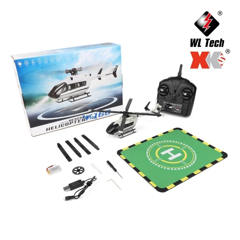 WLtoys K160 에어버스 EC145 RC 헬리콥터 4채널 에일러론리스 2.4GHz 무선 조종 모델 장난감 브러시리스 모터 취미가 있는 어린이용