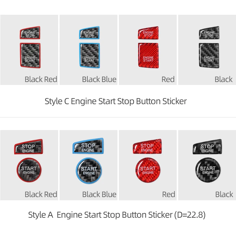 Carbon Fiber Engine Ignition Start/Stop Button Trim Stickers - Car Interior Decoration Accessories