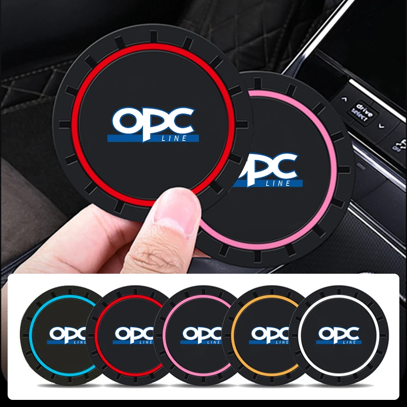 2PCS Car Coasters Water Cup Slots Non-Slip Mat Waterproof Cup Pad For OPEL OPC Line Zafira Corsa Insignia Mokka Regal Grandland