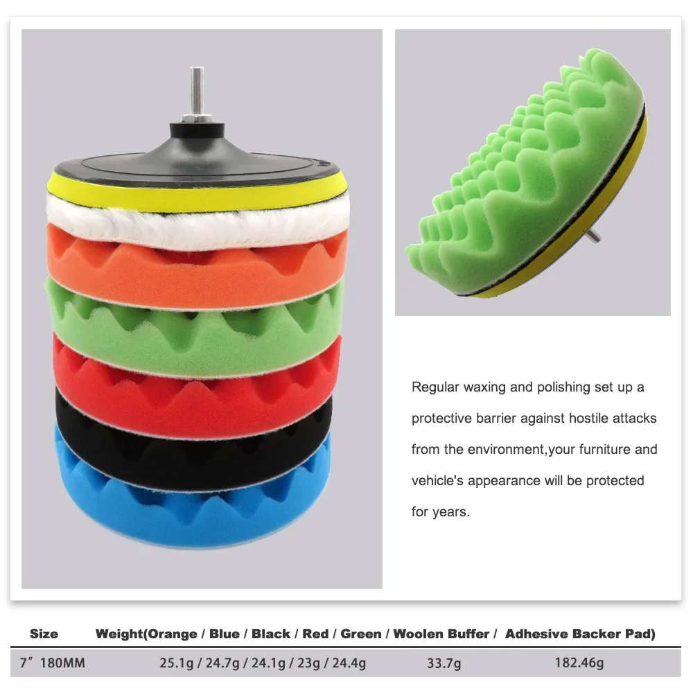 Car Polishing Pads 8Pcs Pad Set Thread 3/5/7inch Auto Car Repair Polishing Kit for Car Polisher+Drill Adaptor Power Tools accessories