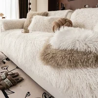 Lamb Wool Soft Sofa Cushion Winter Warm Plush Sofa Covers for Living Room Luxury Non-slip Universal Couch Slipcovers Home 1