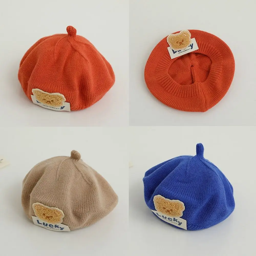 

Woolen Baby Beret Hat Children's Accessories Soft Warm Girls Painter Hat Cute Bear Kids Knitted Berets