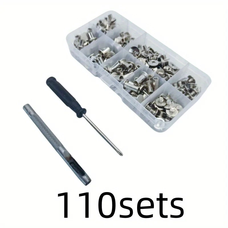 110 set of gold nails, cross screws, belt buckles, rivets 3 colors, multiple sizes