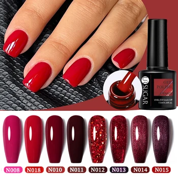 UR SUGAR 7.5ml Vino scuro Rosso Smalto per unghie Gel Autunno Vernice Nail Art Semipermanente Nail Art Manicure Soak Off LED UV Gel per unghie 1
