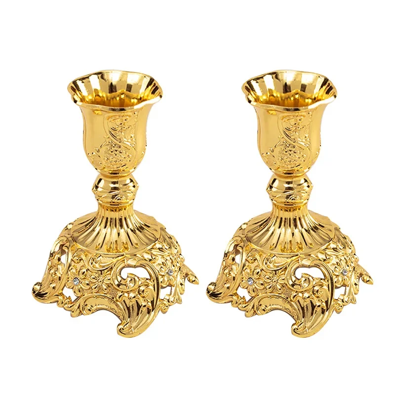 2Pcs Gold Candle Holder Candlesticks Candles Silver Wedding Europe Metal Candle Stand Wedding Table Home Decoration candle holders