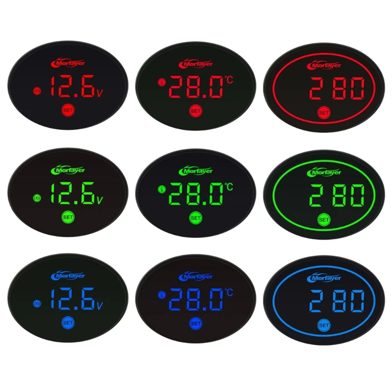 

Y1UB Digital Voltmeter Gauge LED Display Meter Gauge Temperature & Temperature+ Voltage+Time+Stopwatch Durable-
