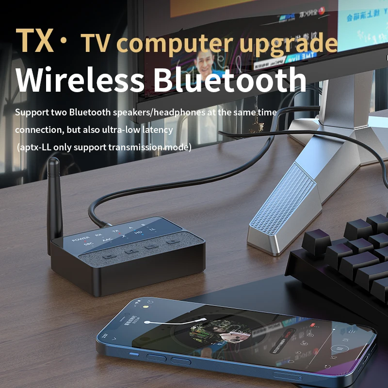 Bluetooth 5.3 aptX/HD/LL Audio Adapter 3.5mm AUX R/L Wireless Stereo Receiver Transmitter VAORLO Connect two Bluetooth devices