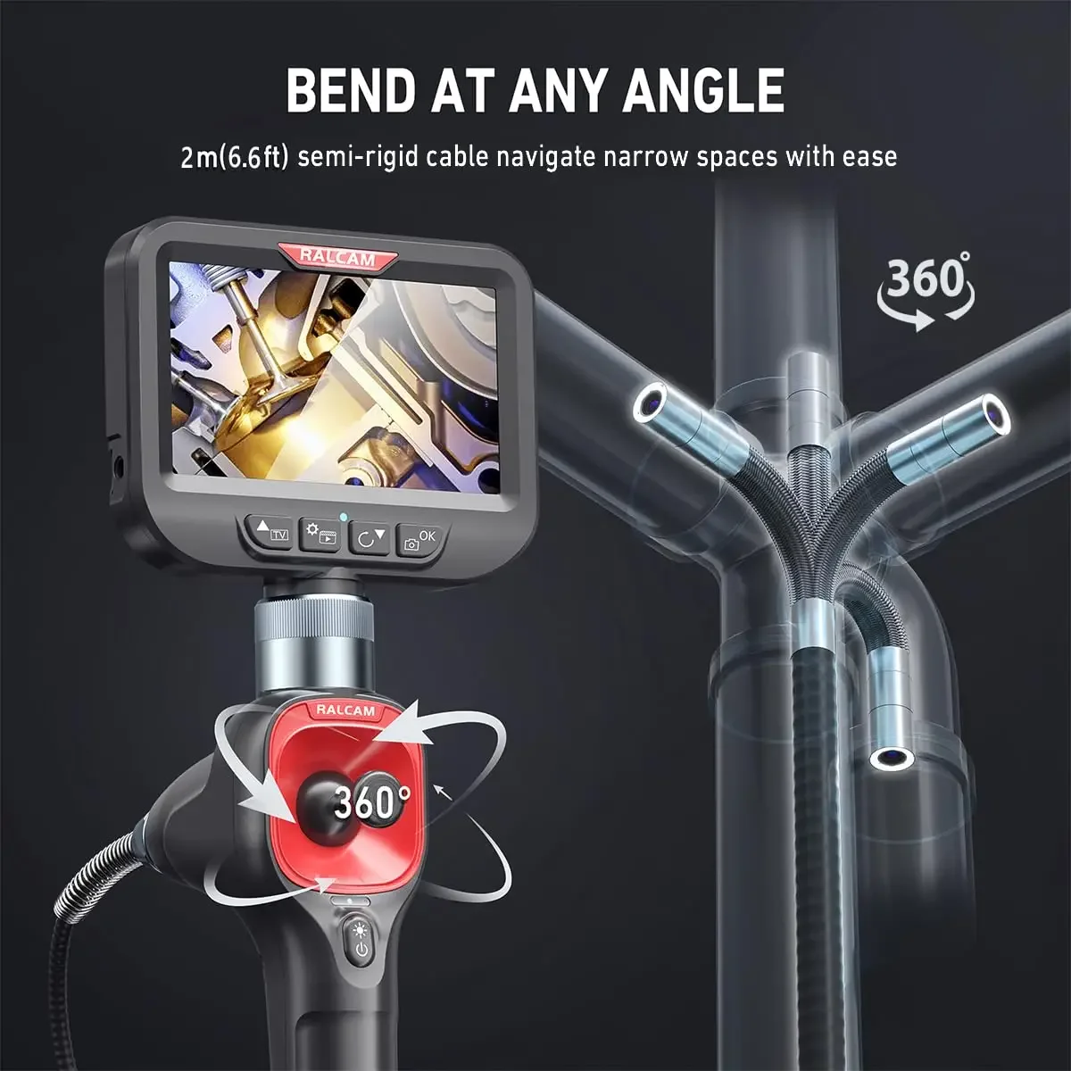 360 Degree Rotation Camera 4.3 Inch Endoscope 6.2mm 1080P Full HD Endoscope Camera for Industrial Inspection 3