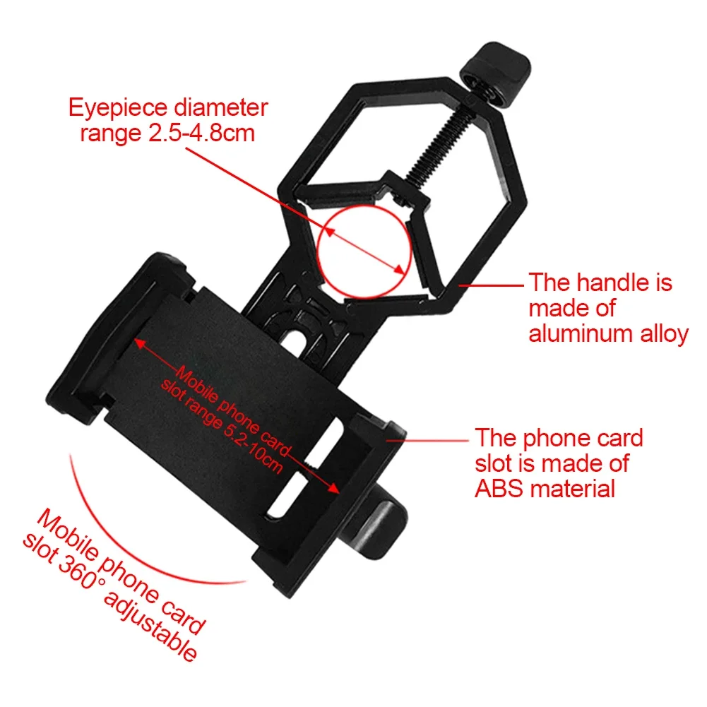 Cell Phone Adapter with Spring Clamp Mount Monocular Microscope Accessories Adapt Telescope Mobile Phone Clip Accessory Bracket