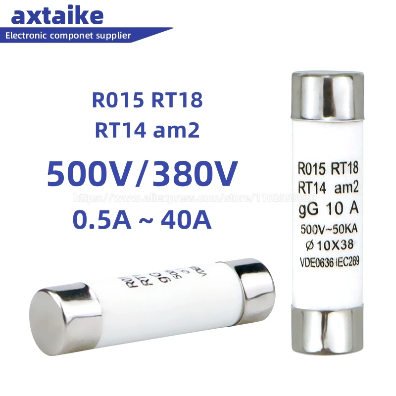 5 шт. 10*38 мм керамический предохранитель 0.5A 1A 2A 3A 4A 5A 6A 8A 10A 16A 20A 25A 32A 40A 500V RO15 R015 RT18 RT14 am2 380V 10*38