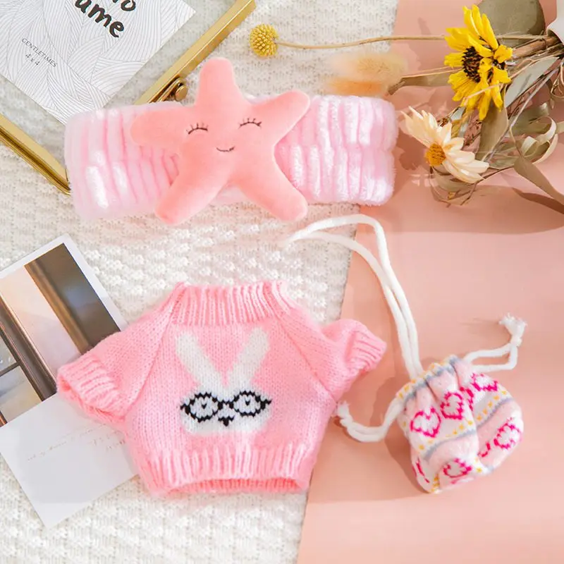 thumbnail image 1 of 30cm Stuffed Dolls Accessories LaLafanfan Cafe Duck/Rabbit with Clothes Plush Toy Cartoon Hoodie Clothing Hair Band Kids Gift, 1 of 5