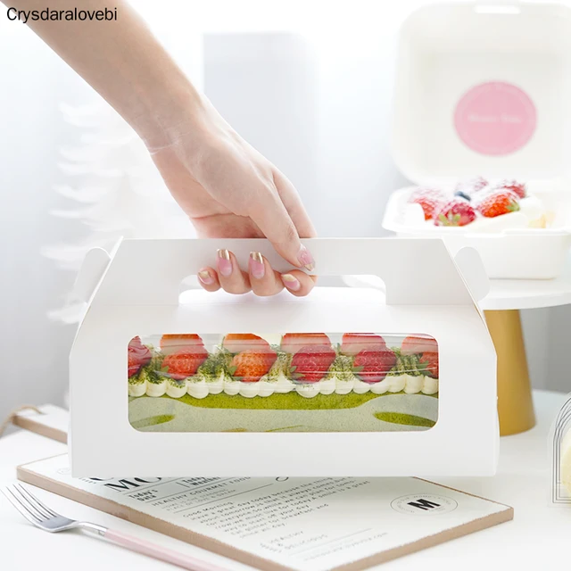 10Db -Os Fogantyúkás Süteménycsomagoló Dobozok Törölköző Tekercs Svájci Születésnapi Party Farvor Handmake Ajándék Átlátszó Ablakkal - Image 4