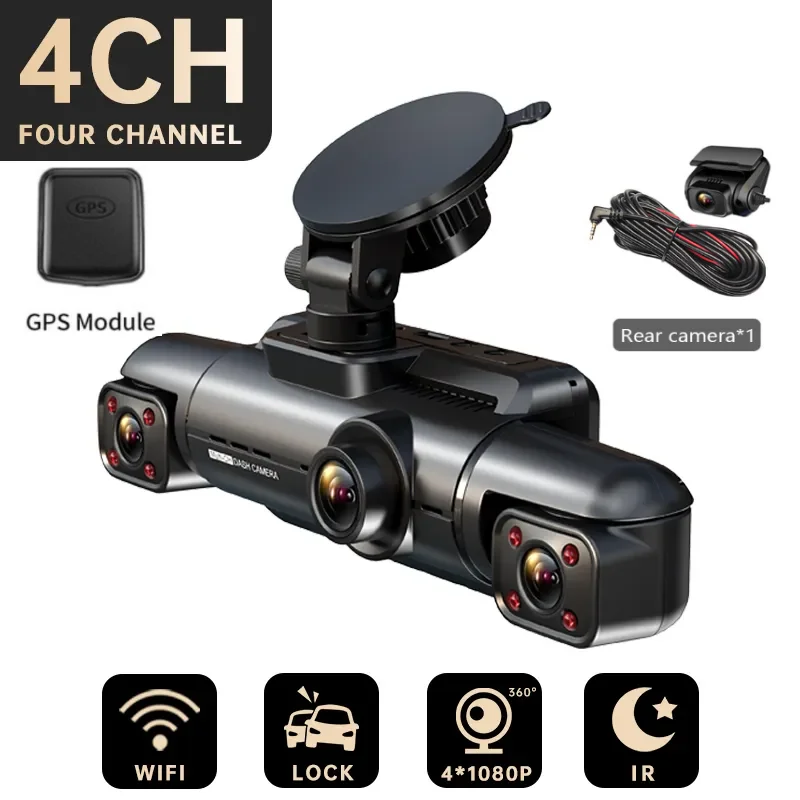 

Dash Cam 4 Lens 360° Full HD 4*1080P For Car DVR Auto Video Recorder with Night Vision WiFi GPS 24H Park Monitor Support 256GB