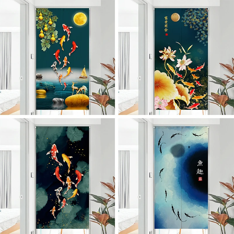 

Light Luxury Nine Fish Door Curtain Porch Bedroom Decoration Half Curtain Entry Door Partition Curtain Hanging Curtain