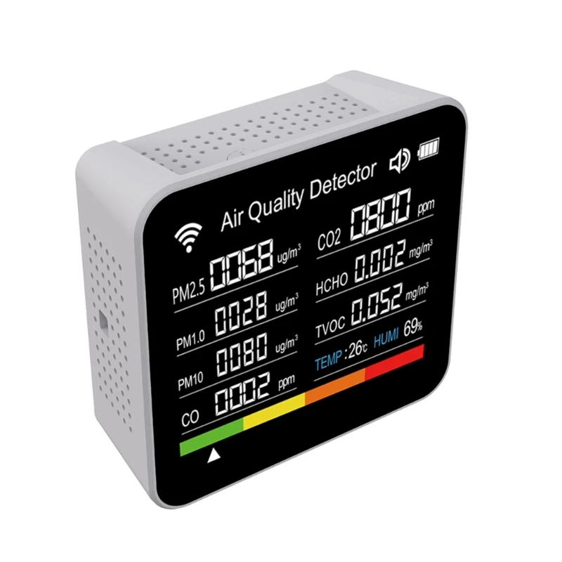 

Air Quality Monitors,Accurate Tester for CO2 Formaldehyde(HCHO) TVOC PM2.5/PM10 Multifunctional 9 In 1 Tester Dropship