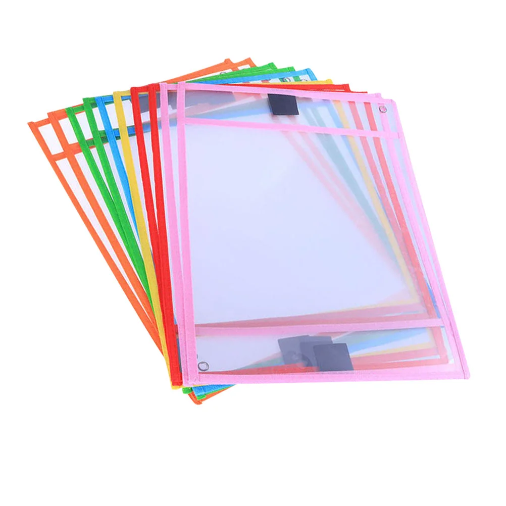 

8 Pcs Erasable File Bag Plastic Folders Dry Erase Pockets Pouch Holder Office Pvc Sleeves Multipurpose