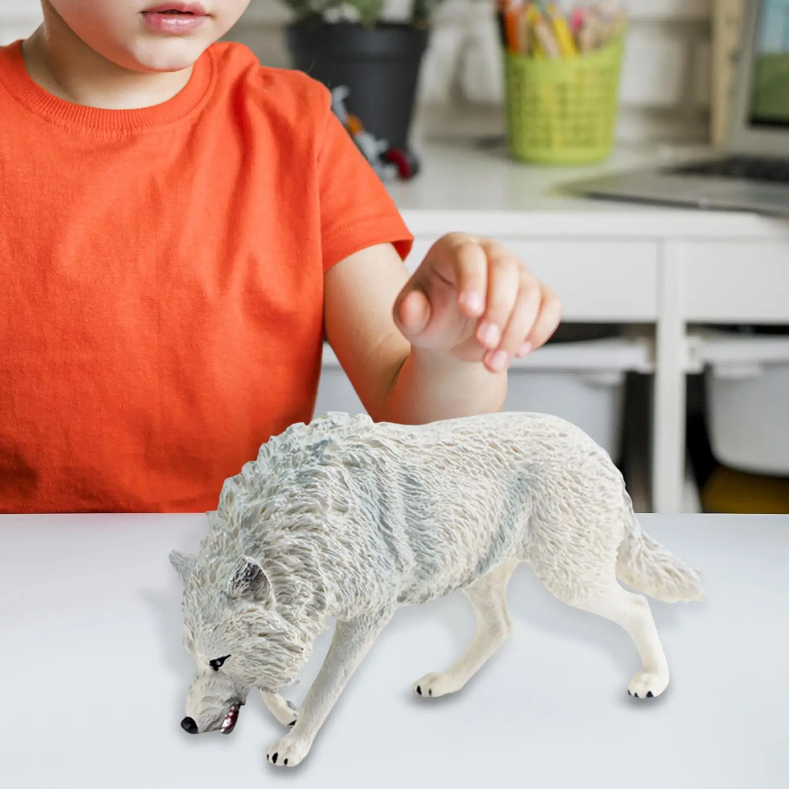 Mini Wolf Figurine Home Decor Hand Painted Model Collection Educational Toy for 4