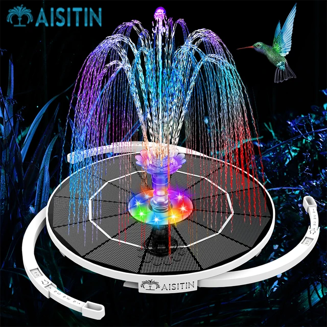 AISITIN 2.5W Fontaine Solaire Extérieur Flottante, Pompe Bassin Solaire et  6 Buses, pour Bain d'oiseaux Aquarium Jardin Fontaine : : Jardin