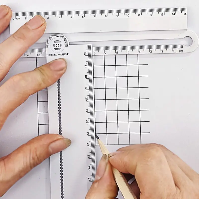 30cm Transparent Rectangle Ruler Protractor Measuring Tool Supplies Children Students Drawing Construction Supply