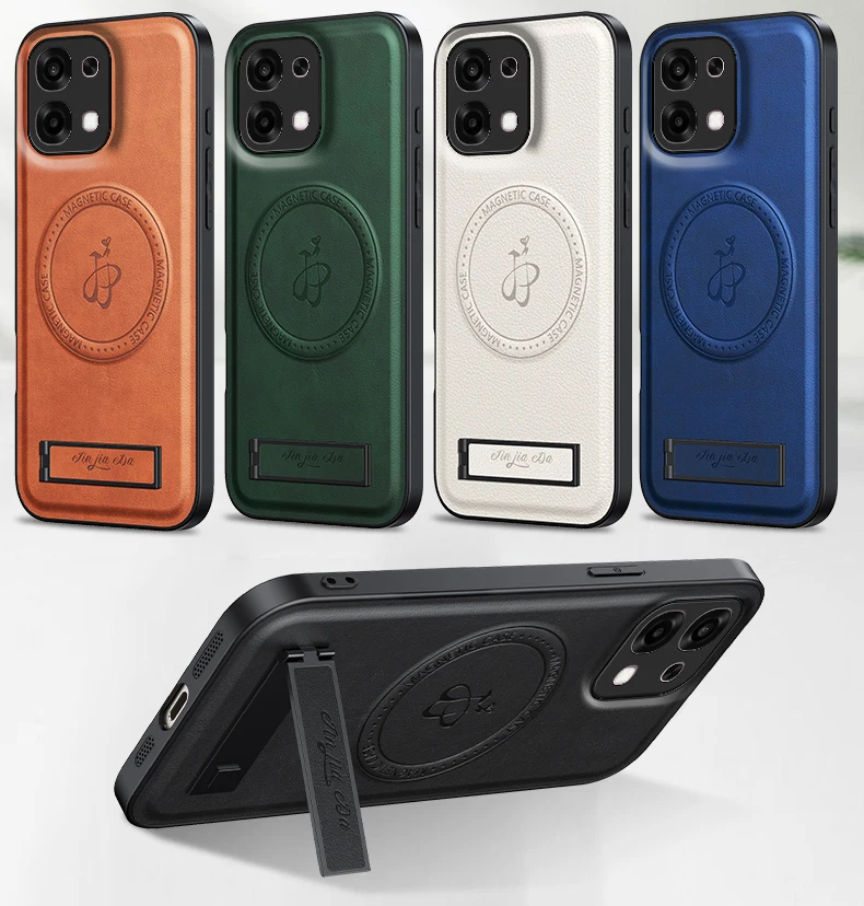 Leather Stand Case with Magnetic Holder and Camera Protector
