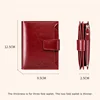 Genuine Leather Wallets for Women Red Money Purses Zipper RFID Short Female Small Card Holder Coin Purse Trifold Bifold Wallet 6