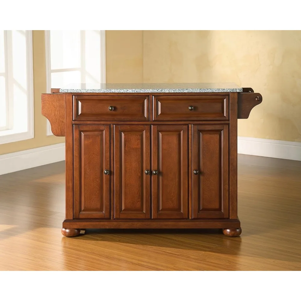 Alexandria Kitchen Island With Solid Grey Granite Top Storage Cabinets for Living Room Sideboard Classic Cherry Cabinet the Home 4