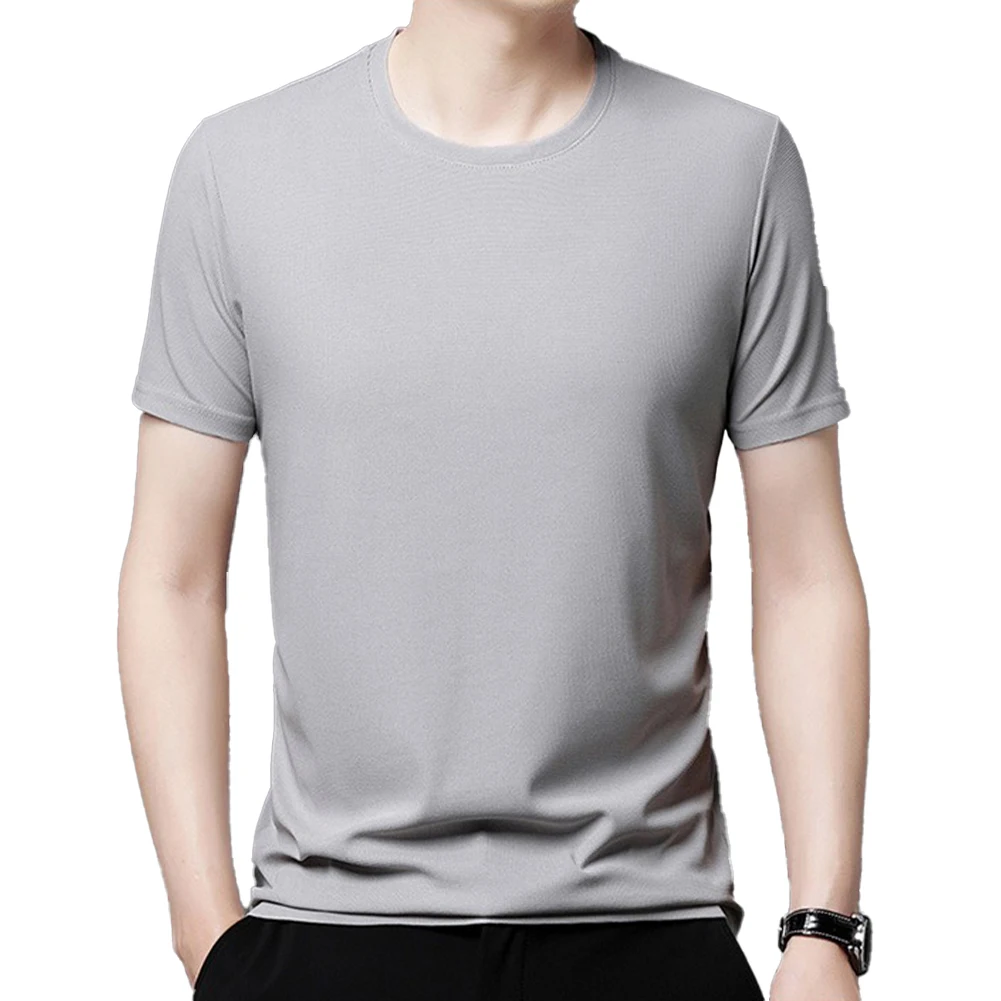 

Durable T Shirt Top Slight Stretch Solid Color Summer Tee Tops Versatile Casual Classic Comfortable Elegant Daily