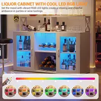 Wine Bar Cabinet with Wine Rack Glass Holder Coffee Bar Storage Cabinet with LED Lights for Home Kitchen Living Room Dining Room 5