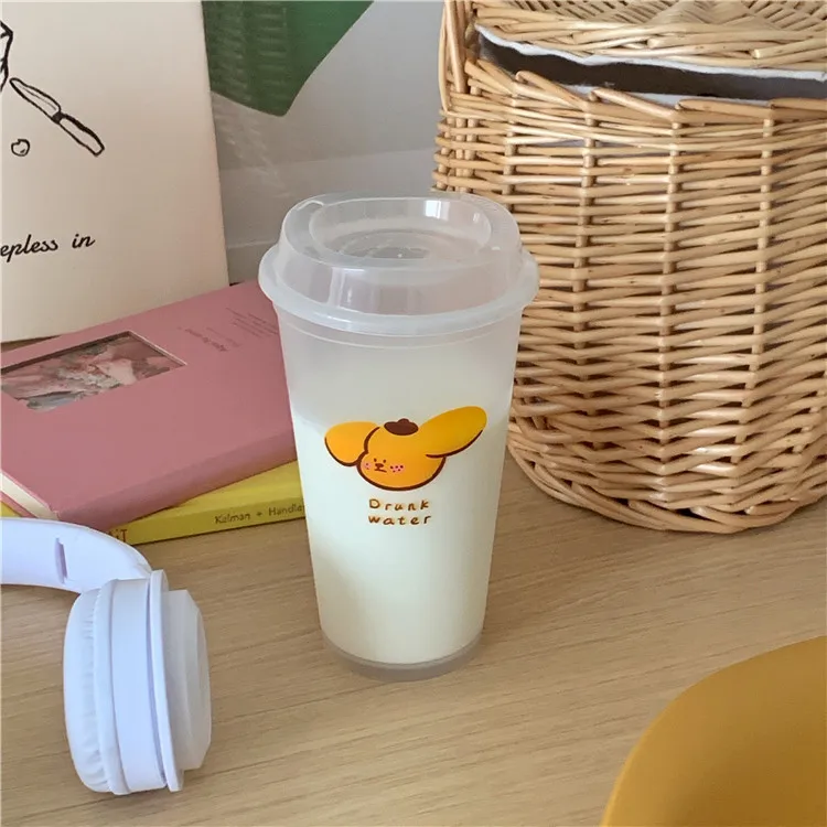 500ml Cool Cat Stirring Cup Portable Juice Sippy Cup with Lid and Straw Pop  Cover Design Thickening Cup Bottom Coffee Cup - AliExpress