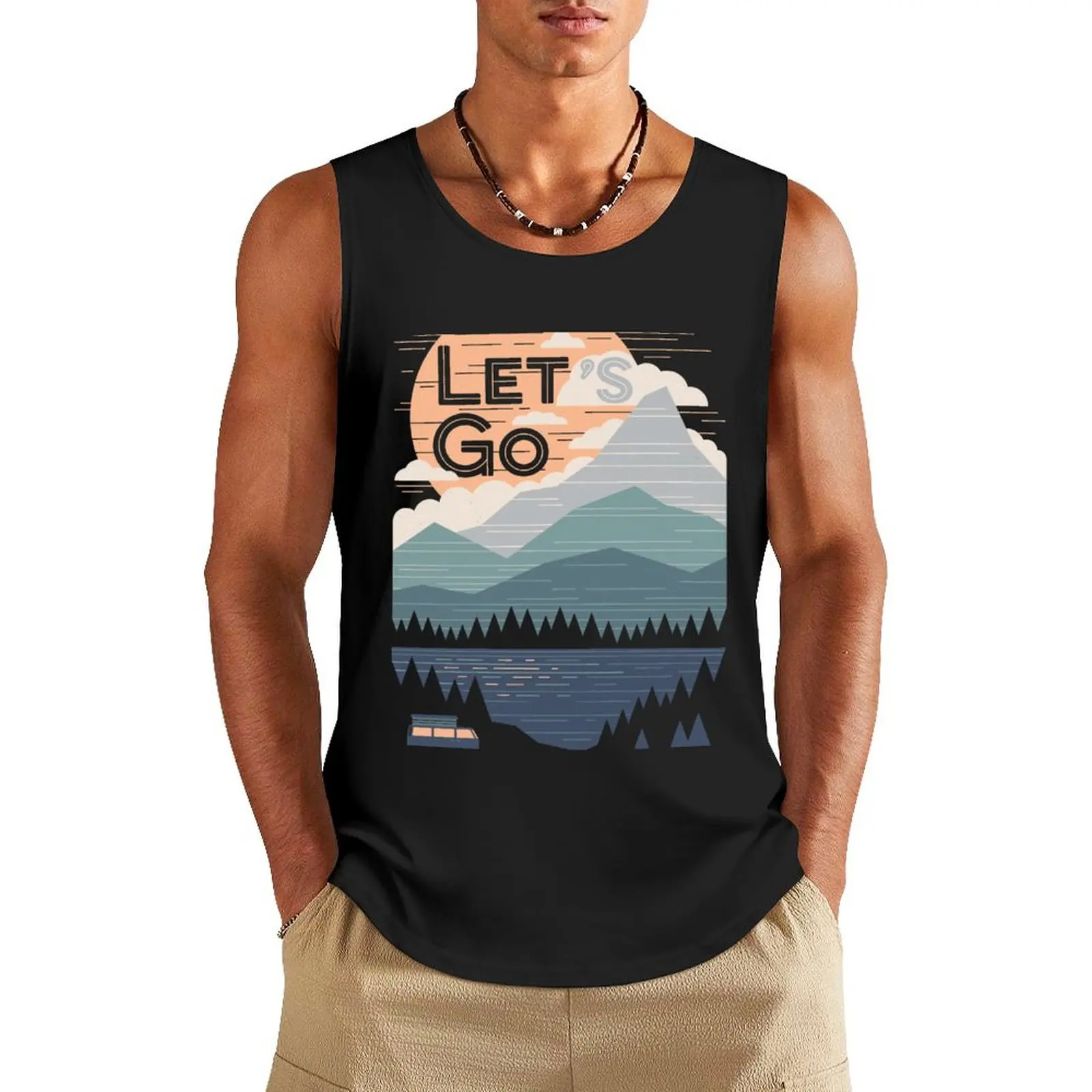 

Let's Go Tank Top T-shirts men vests for men man sexycostume Working vest