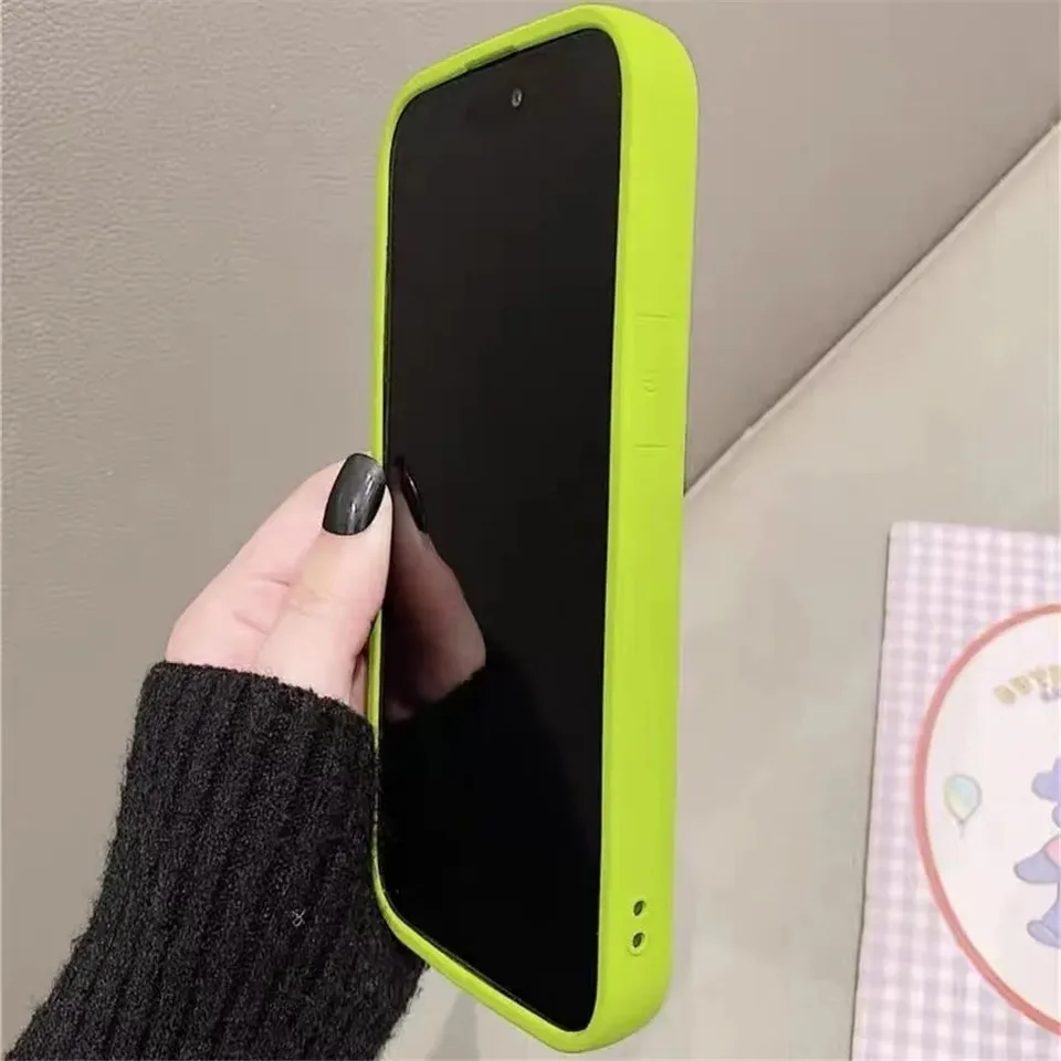 Einfarbige, einfache, süße 3D-Liebesherzhülle für iPhone 11 12 13 14 15 Pro Max 15Plus Kameraschutz, weiche Silikonrückseite_voghion.com