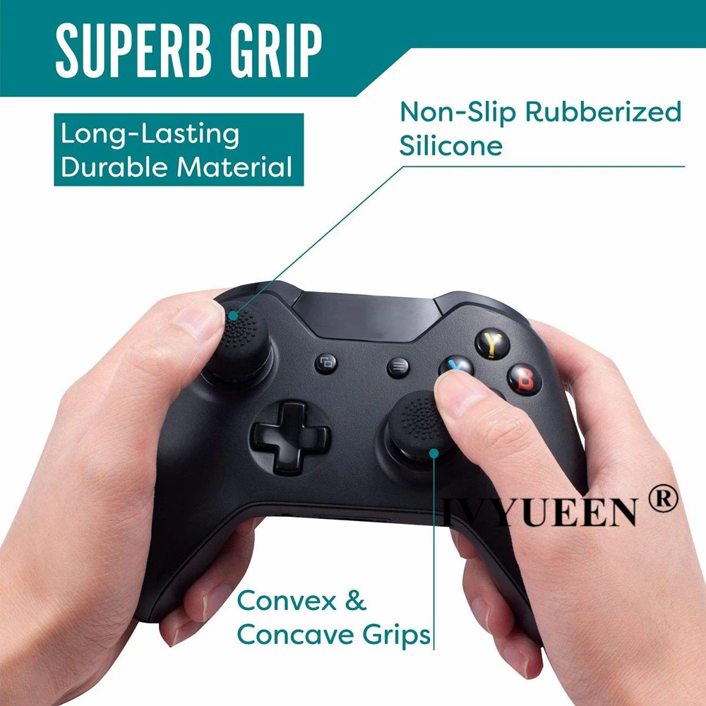 IVYUEEN 8 PCS 블랙 아날로그 스틱 조이스틱 커버 XBox One 시리즈 X S 엘리트 컨트롤러 게임 패드 아날로그 Thumbsticks Caps Grips