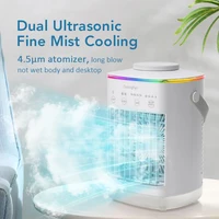 Ventilateur portable 3 en 1, climatiseur, rechargeable par USB, petit refroidisseur d'air, humidificateur, bureau, maison, 700 ml, ventilateur à double brumisation ultrasonique 2