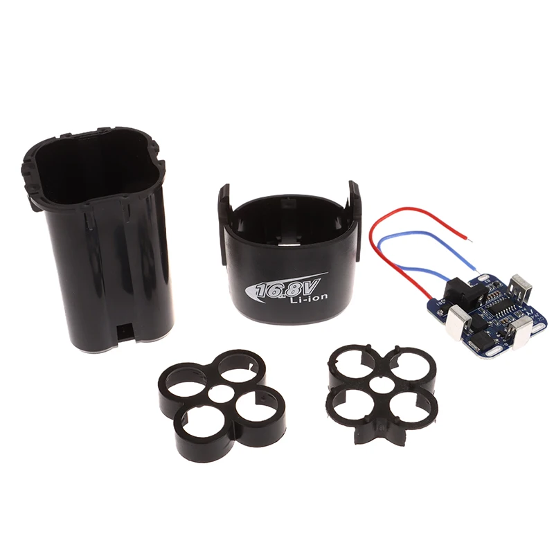 Lithium Battery Storage Box 1Set 4S BMS 18650 Lithium Battery Storage Box 16.8V BMS PCBA for Electric Tool with Holder Nickel Capacity Label