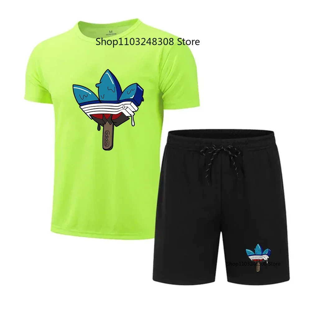 Summer Fashion Printed Men's Shorts Set Men's Quick Drying Breathable Sports Set Short Sleeve T-shirt Set Men's Jogging Set