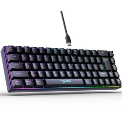 RGB Backlit Portable Gaming Keyboard - 68 Keys with Multi - Language Support (Black Russian)