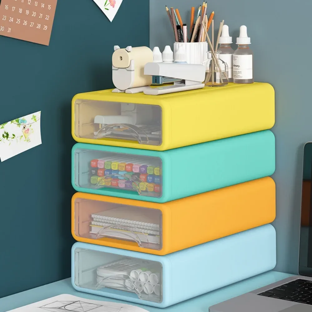 Desktop Storage Box Drawer Style Desk Storage Boxes Home Stationery Sundries Transparent Organizer Office Stackable Containers