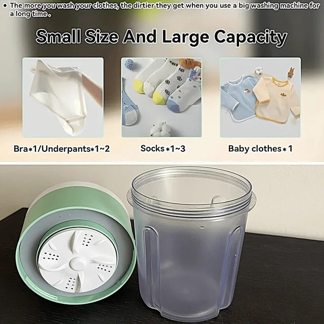 Compact Portable Washing Machine, USB charging, for Underwear, Socks & Delicates, Automatic Mini Washer, for Student Dorms Home 4