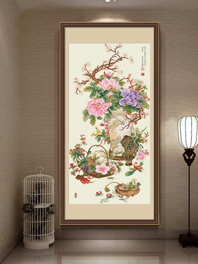 YN250 Cross stitch Chinese style peony flower Decorative Painting