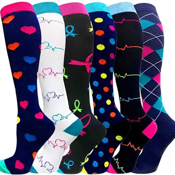 남녀공용 압축 양말, 피로 방지, 무릎 높이 스타킹, 스포츠 통증 완화에 적합한 졸업 양말, 15-20 Mmhg