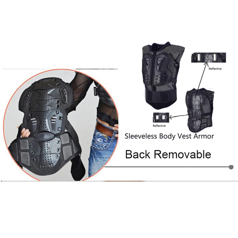 Sleeveless Motorcycle ATV Dirt Bike Body Back Armor Vest Motocross Roller Skating Spine Chest Protection Clothing