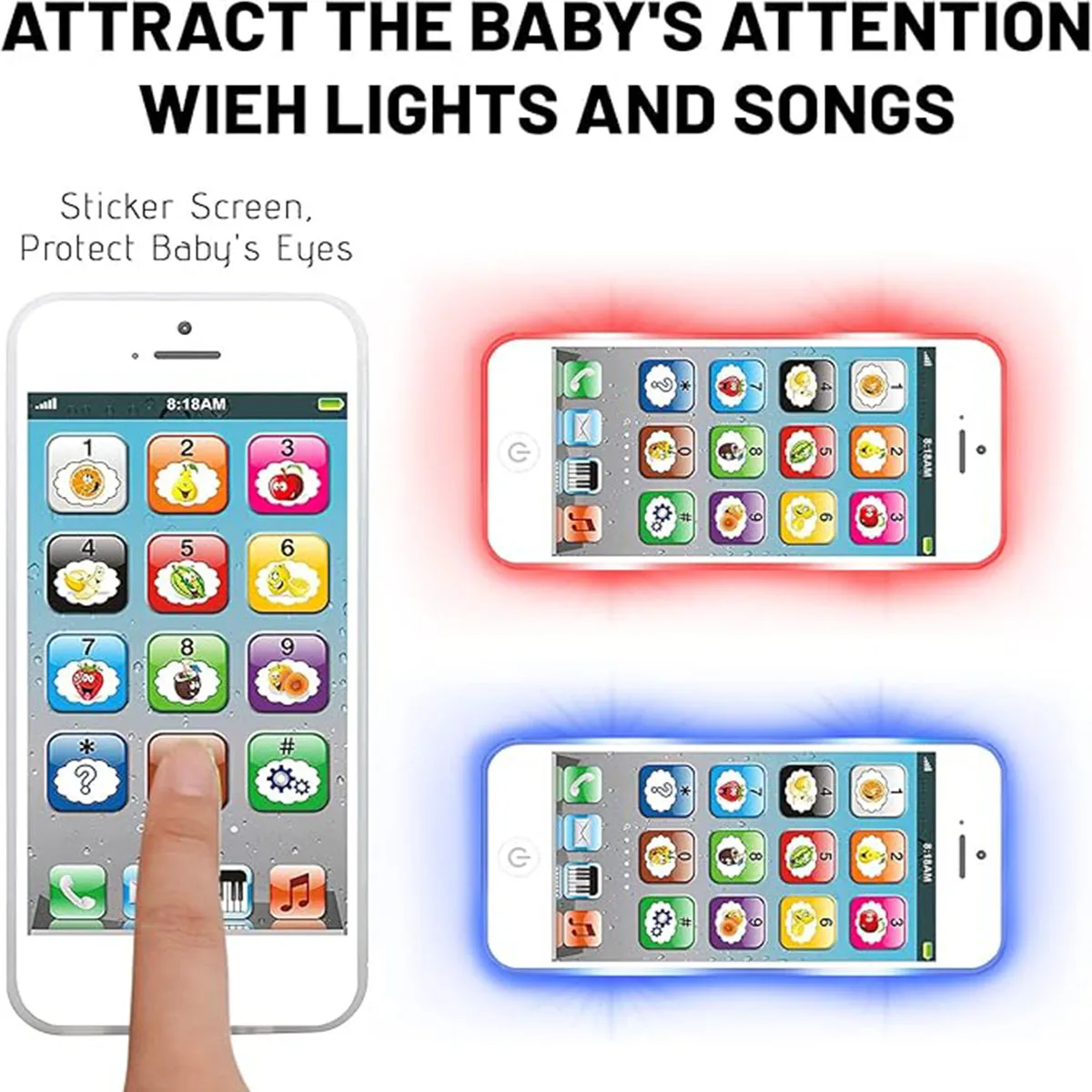 Children Simulation Phone Baby Musical Early Educational Toys English Learning Cellphone with Light Sound Mobile Vocal Toy Kids 3