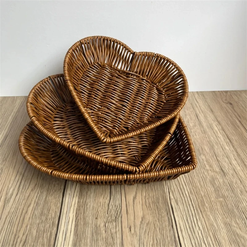 Woven Basket Imitation Rattan Woven Serving Baskets for Bread Fruit Vegetables Restaurant Serving Tabletop Display Rattan Basket 6