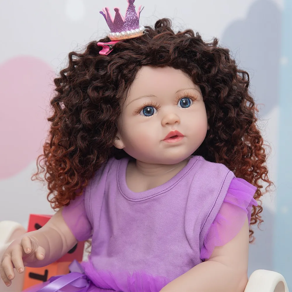 

57cm Full Silicone Reborn Boneca Baby Dolls Realistic Boom Hair Princess Bath Bebe Toddler Dolls Toy for Birthday Gifts