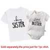 New Big Sis Lil Bro Sibling Shirts Cotton Family Matching Brother Sister Outfits Black Kids Tees Tops Baby Romper Birthday Gifts 5
