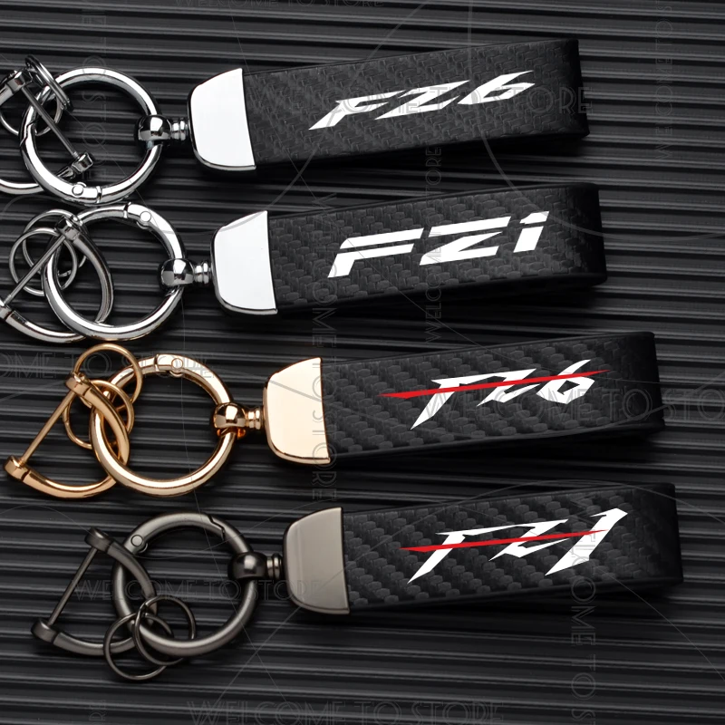 Carbon Fiber Leather Zinc Alloy Keychain with Emblem Design