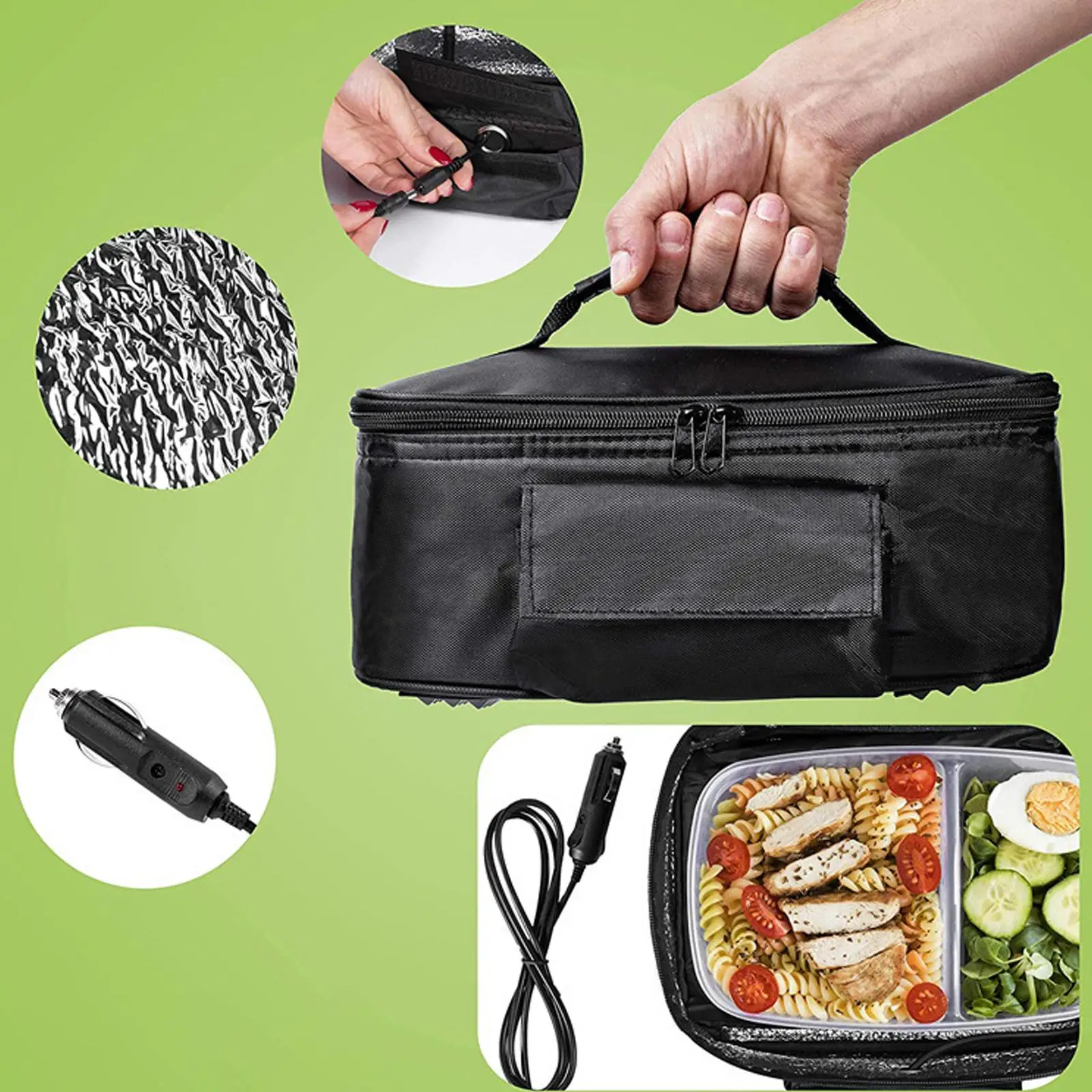 Portable Oven, 12V Portable Warmer Mini Electric Heated Pouch for Reheating & Cooking , Travel, Potlucks and